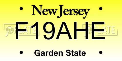 F19AHE New Jersey License Plate