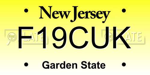 F19CUK New Jersey License Plate