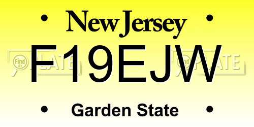 F19EJW New Jersey License Plate