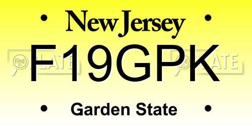 F19GPK New Jersey License Plate