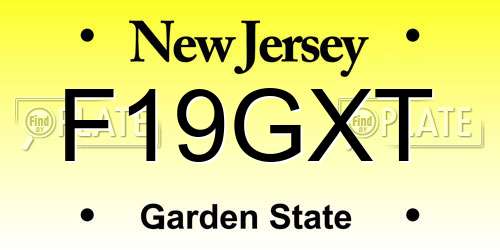 F19GXT New Jersey License Plate