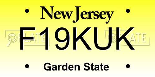 F19KUK New Jersey License Plate
