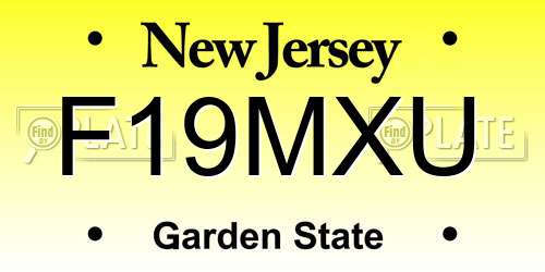 F19MXU New Jersey License Plate