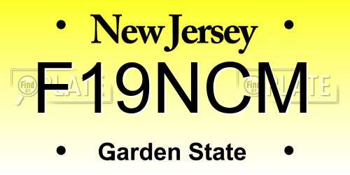 F19NCM New Jersey License Plate