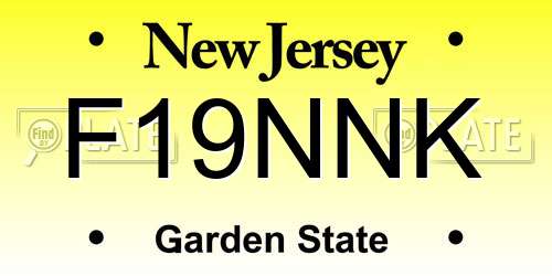 F19NNK New Jersey License Plate