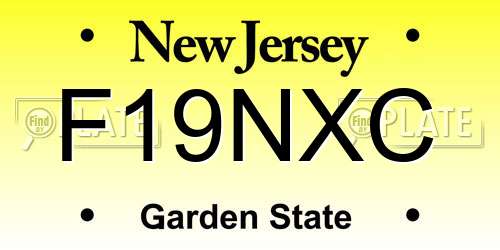 F19NXC New Jersey License Plate