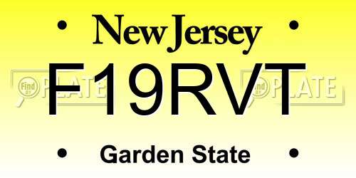 F19RVT New Jersey License Plate