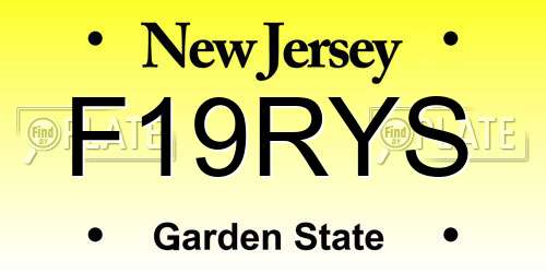 F19RYS New Jersey License Plate