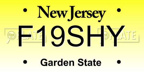 F19SHY New Jersey License Plate