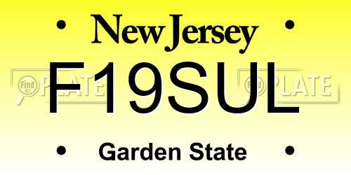 F19SUL New Jersey License Plate