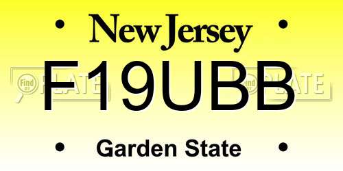 F19UBB New Jersey License Plate