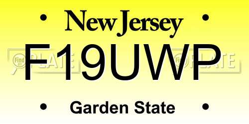 F19UWP New Jersey License Plate