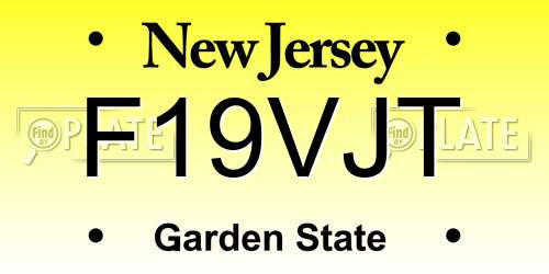 F19VJT New Jersey License Plate