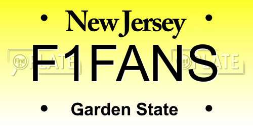 F1FANS New Jersey License Plate