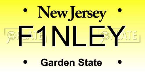 F1NLEY New Jersey License Plate