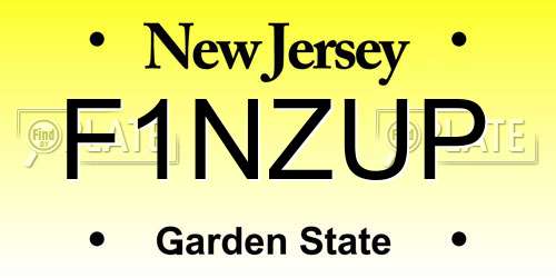 F1NZUP New Jersey License Plate