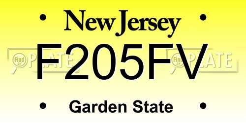 F205FV New Jersey License Plate