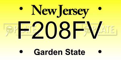 F208FV New Jersey License Plate