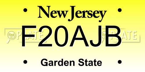 F20AJB New Jersey License Plate