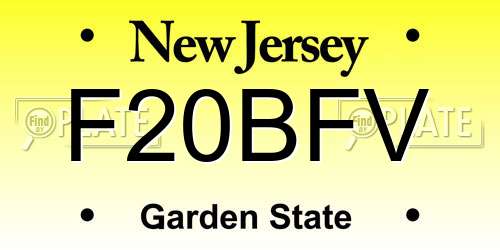 F20BFV New Jersey License Plate