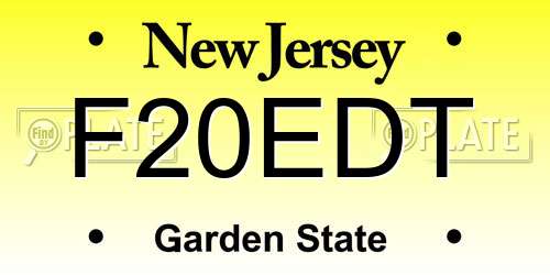 F20EDT New Jersey License Plate