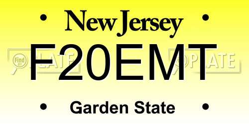 F20EMT New Jersey License Plate