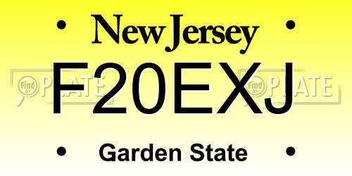 F20EXJ New Jersey License Plate