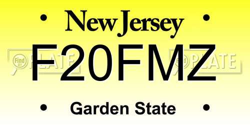 F20FMZ New Jersey License Plate