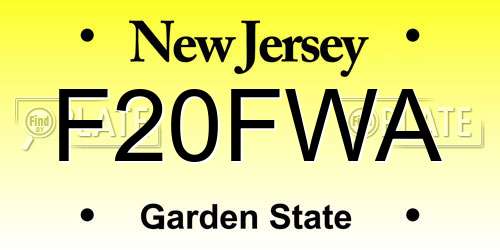 F20FWA New Jersey License Plate
