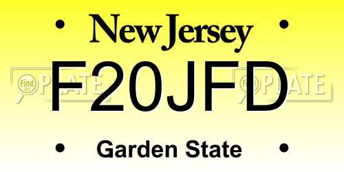 F20JFD New Jersey License Plate