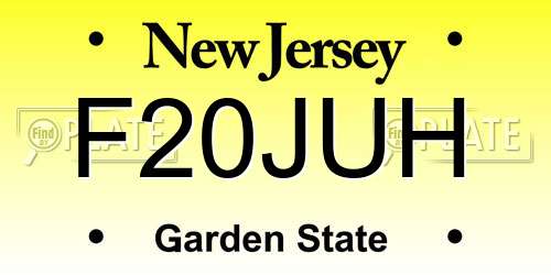 F20JUH New Jersey License Plate