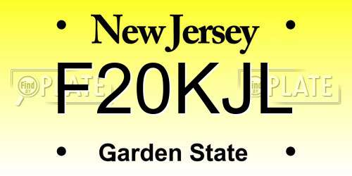F20KJL New Jersey License Plate