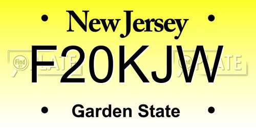 F20KJW New Jersey License Plate