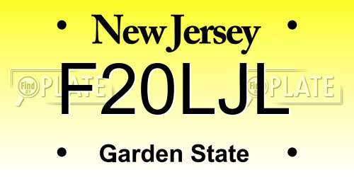 F20LJL New Jersey License Plate