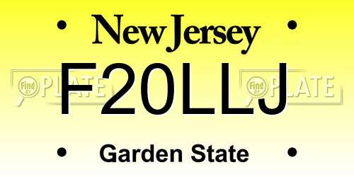 F20LLJ New Jersey License Plate