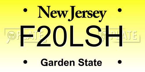 F20LSH New Jersey License Plate