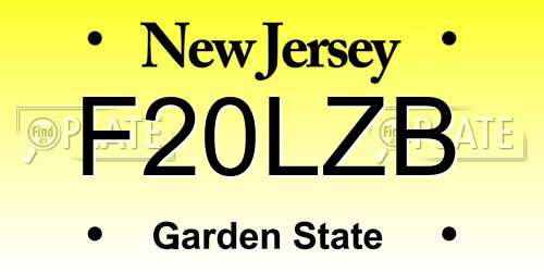 F20LZB New Jersey License Plate