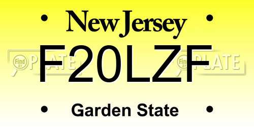 F20LZF New Jersey License Plate