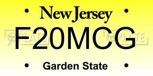 F20MCG New Jersey License Plate