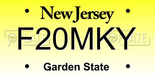 F20MKY New Jersey License Plate