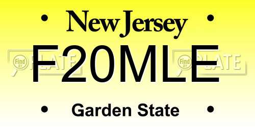 F20MLE New Jersey License Plate