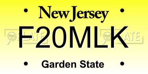 F20MLK New Jersey License Plate