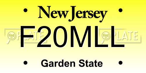 F20MLL New Jersey License Plate