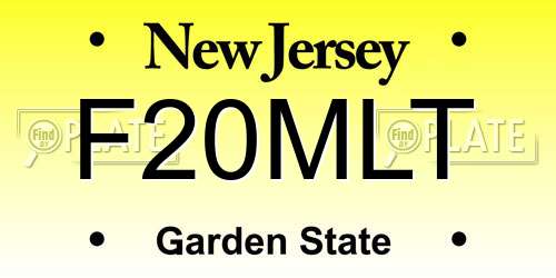 F20MLT New Jersey License Plate