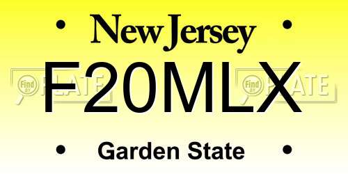 F20MLX New Jersey License Plate
