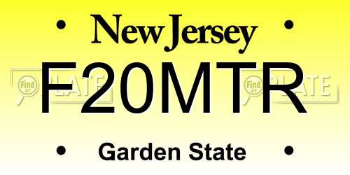F20MTR New Jersey License Plate