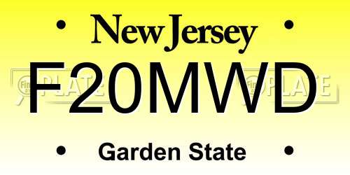 F20MWD New Jersey License Plate
