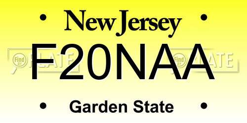 F20NAA New Jersey License Plate