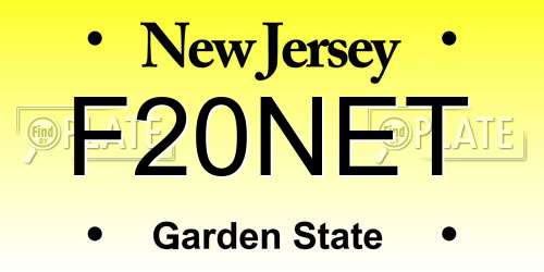 F20NET New Jersey License Plate