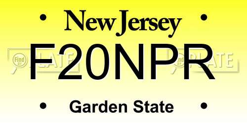 F20NPR New Jersey License Plate